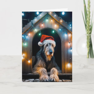 Weihnachten Irish Wolfhound In einem Doghouse Karte