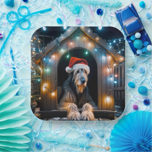 Weihnachten Irish Wolfhound In einem Doghouse Pappteller (Party)