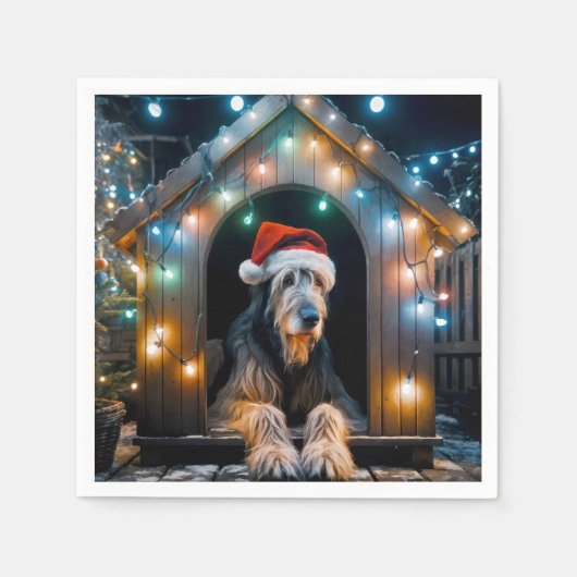Weihnachten Irish Wolfhound In einem Doghouse Serviette (Vorderseite)