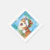 Weihnachten Isländisch Sheepdog Serviette (Ecke)