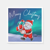 Weihnachten ist auf dem Weg nach Nordlichter Weihn Serviette (Vorderseite)