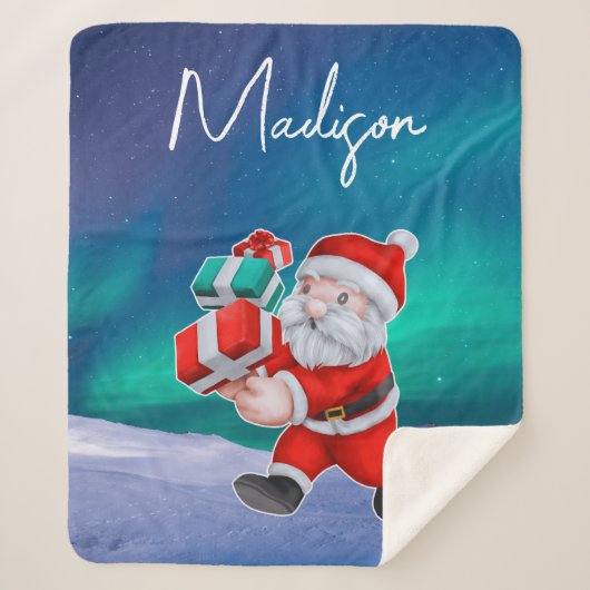 Weihnachten ist auf dem Weg nach Nordlichter Weihn Sherpadecke (Vorderseite)