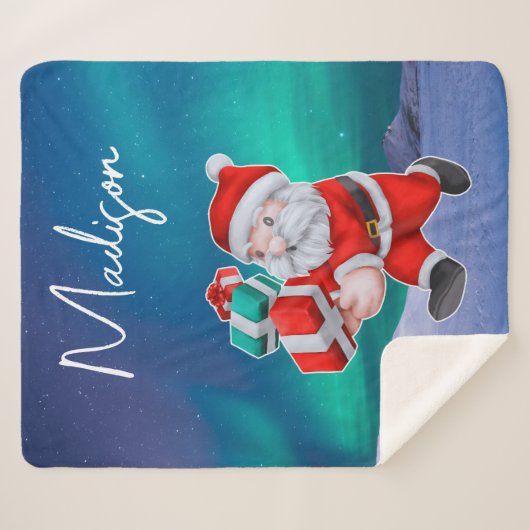 Weihnachten ist auf dem Weg nach Nordlichter Weihn Sherpadecke (Vorderseite (Horizontal))