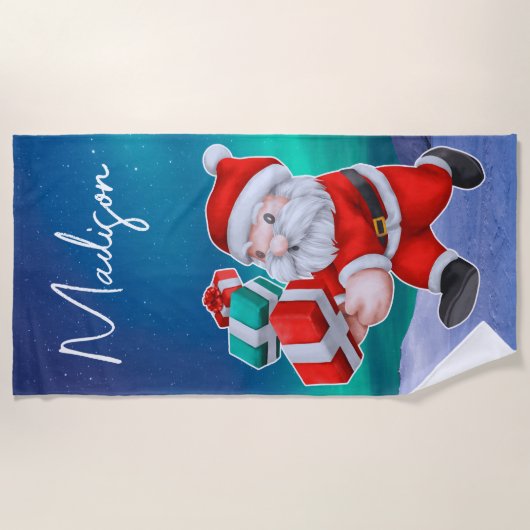 Weihnachten ist auf dem Weg nach Nordlichter Weihn Strandtuch (Vorderseite)