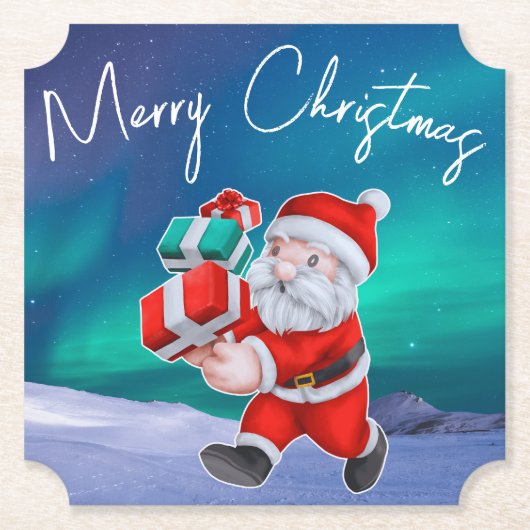 Weihnachten ist auf dem Weg nach Nordlichter Weihn Untersetzer (Vorderseite)