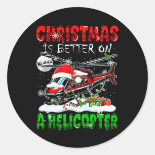 Weihnachten ist besser auf dem Hubschrauber Santa Runder Aufkleber
