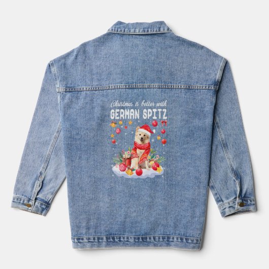 Weihnachten ist besser mit dem deutschen Spitz Fun Jeansjacke (Rückseite)