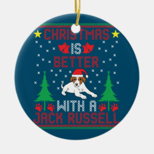Weihnachten ist besser mit einem Jack Russell Terr Keramik Ornament