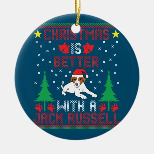 Weihnachten ist besser mit einem Jack Russell Terr Keramik Ornament (Vorne)