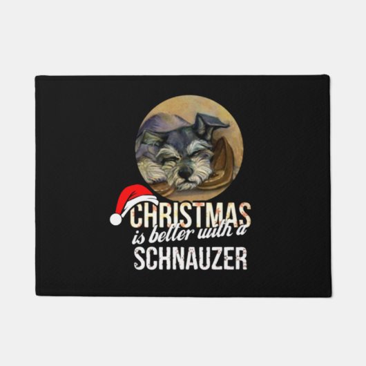 Weihnachten ist besser mit Schnauzer Fußmatte (Vorderseite)