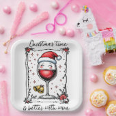 Weihnachten ist besser mit Wein Pappteller (Party)