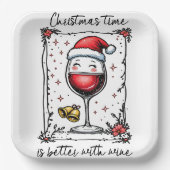 Weihnachten ist besser mit Wein Pappteller (Vorderseite)