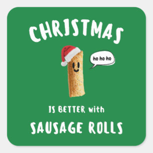 WEIHNACHTEN IST BESSER mit WURSTBRÖTCHEN Quadratischer Aufkleber