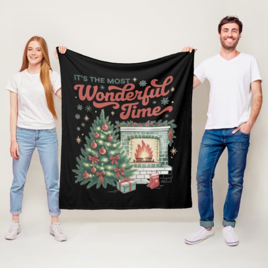 Weihnachten ist die wunderbarste Zeit Vintag Fleecedecke (Beispiel)