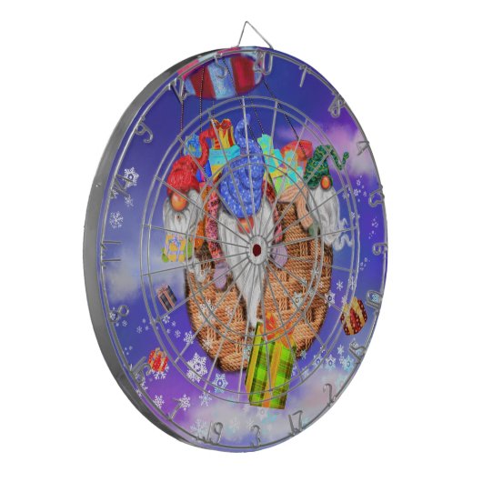 Weihnachten ist ein Luftballon und gibt Geschenke Dartscheibe (Vorderseite Links)