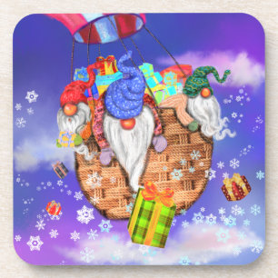 Weihnachten ist ein Luftballon und gibt Geschenke Getränkeuntersetzer