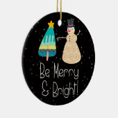 Weihnachten ist froh und hell Schneemann Baum Orna Keramik Ornament (Rechts)