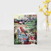 Weihnachten ist für die Vögel kleine Weihnachtskar Karte (Gelbe Blume)