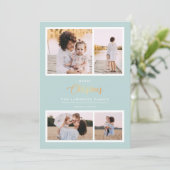 Weihnachten ist Gold | Mint Elegant 4 Foto Urlaub (Stehend Vorderseite)