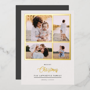 Weihnachten ist Gold   Mint Modern 4 Foto-Feiertag Folieneinladung