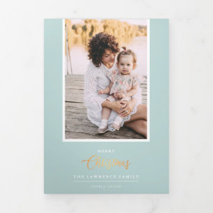 Weihnachten ist Gold   Minze 5 Multi-Foto Gallery Dreifach Gefaltete Einladung