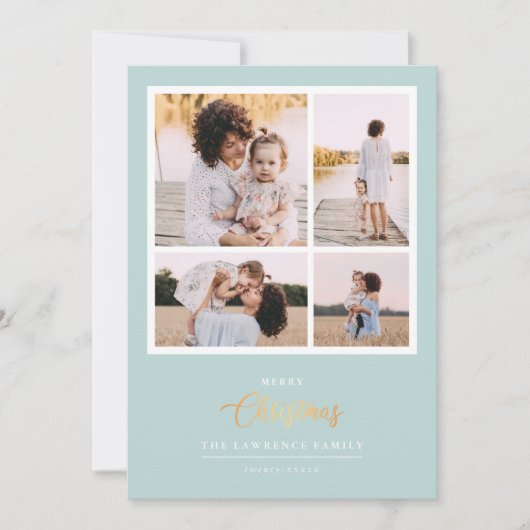 Weihnachten ist Gold | Minze Moderne 4-Foto-Ferien (Vorderseite)