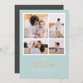 Weihnachten ist Gold | Minze Moderne 4-Foto-Ferien (Vorne/Hinten)