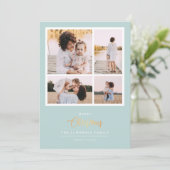 Weihnachten ist Gold | Minze Moderne 4-Foto-Ferien (Stehend Vorderseite)