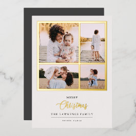 Weihnachten ist Gold | Minze Moderne 4-Foto-Ferien Folieneinladung