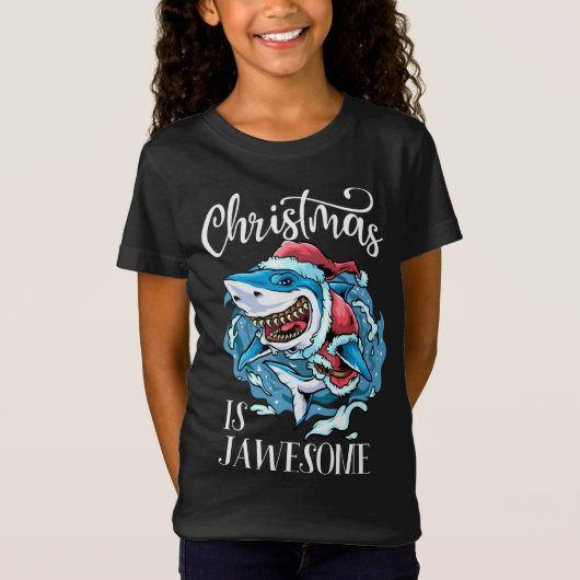 Weihnachten ist Jawesome Great White Shark Santa C T-Shirt (Vorderseite)
