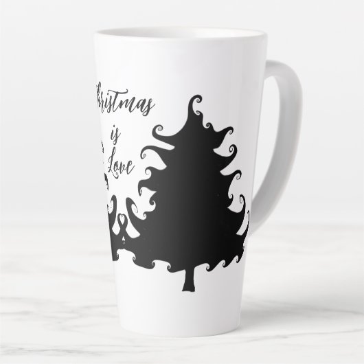 Weihnachten ist Liebe Schwarzer Baum Spruch Milchtasse (Rechte Ecke)