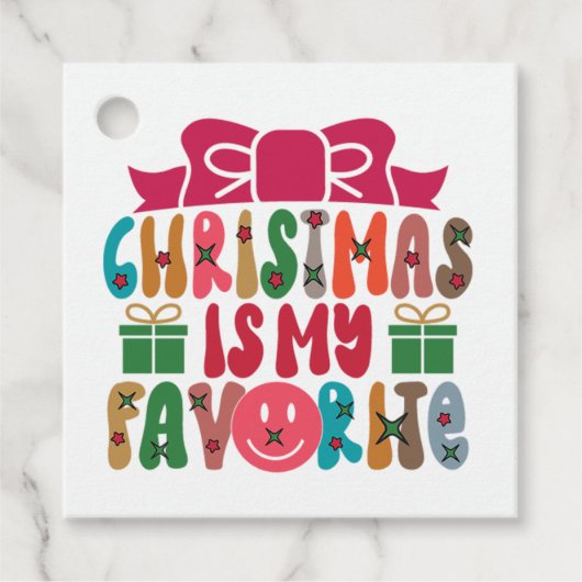 Weihnachten ist mein liebster Retro-Urlaub Geschenkanhänger (Vorderseite)