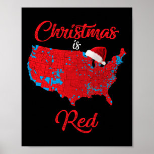 Weihnachten ist Rot 2024 Wahlkarte Trump Landslid Poster