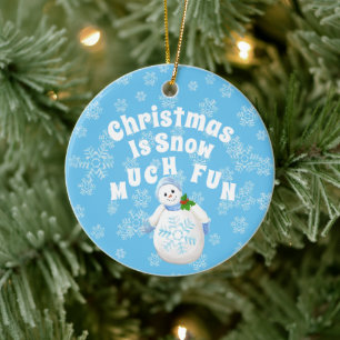 Weihnachten ist Schnee viel Spaß Schneemann Keramik Ornament