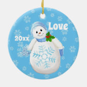 Weihnachten ist Schnee viel Spaß Schneemann Keramik Ornament (Hinten)