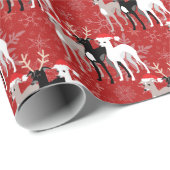 Weihnachten Italienischer Windhund im Schnee Geschenkpapier (Rolleneckpunkt)