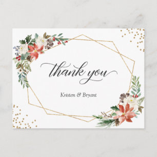 Weihnachten Ivory Red Poinsettia Floral Vielen Dan Postkarte
