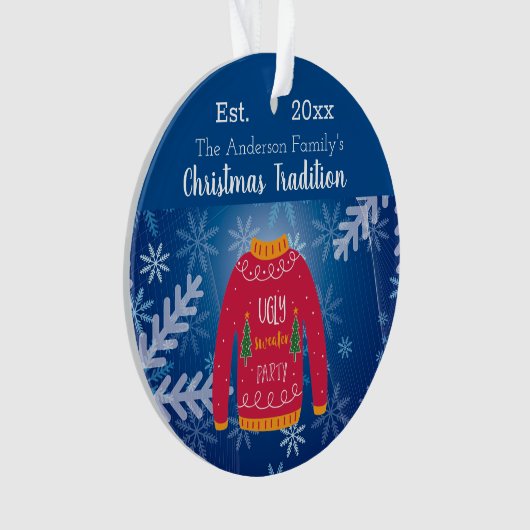 Weihnachten Jahr hässlich Pullover rot Ornament (Vorderseite)