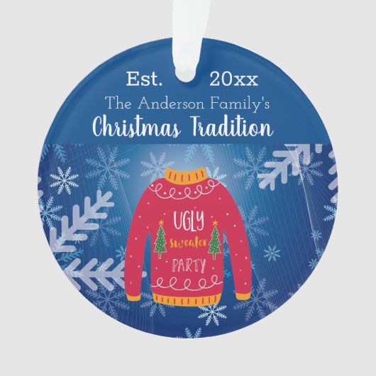 Weihnachten Jahr hässlich Pullover rot Ornament (Vorderseite)