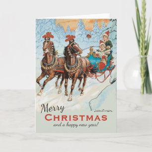 Weihnachten Jenny Nyström CC0933 Kinder im Schlitt