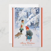 Weihnachten Jenny Nyström Children Schlitten CC092 Postkarte (Vorne/Hinten)