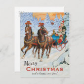 Weihnachten Jenny Nyström Lebhafte Schlittenfahrt Postkarte (Vorne/Hinten)