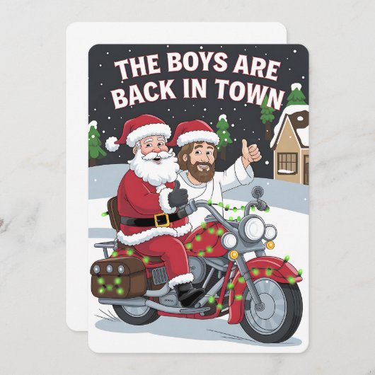 Weihnachten Jesus auf einem Motorrad Funny Xmas Einladung (Vorne/Hinten)