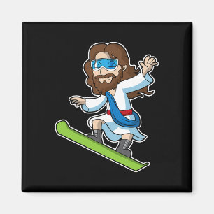 Weihnachten Jesus Snowboard Snowboarder Snowboarde Magnet