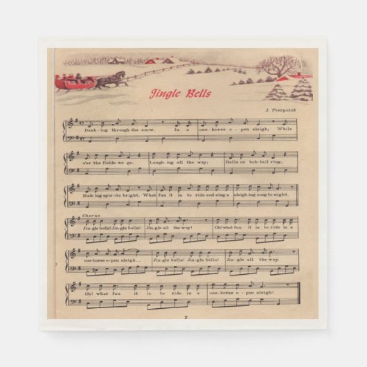 Weihnachten, Jingle Bells, Sheet Music, Serviette (Vorderseite)