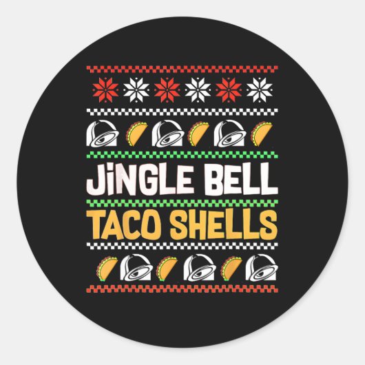 Weihnachten Jingle Bells Taco Muscheln Funny Ugly Runder Aufkleber (Vorderseite)