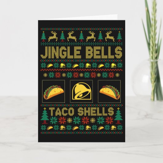 Weihnachten Jingle Bells Taco Muscheln Spaß Ugly X Karte (Vorderseite)