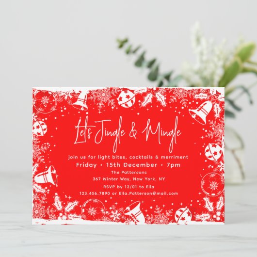 Weihnachten Jingle und Mingle Fun Modern Winter Einladung (Stehend Vorderseite)