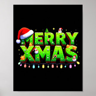 Weihnachten Jolly Creeper Pixel Art Xmas Lustiger  Poster