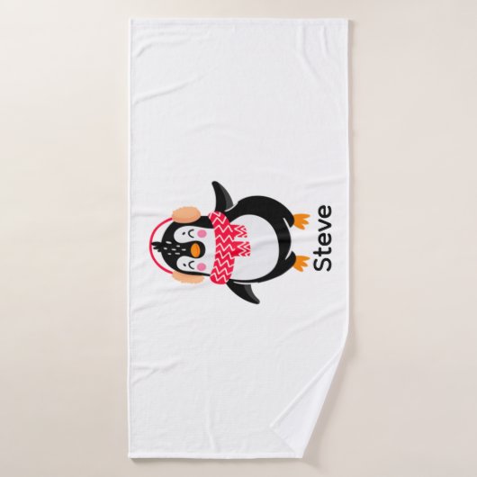 Weihnachten Jolly Pinguin in Scarf mit Ohrmuffen Badehandtuch (Badehandtuch)